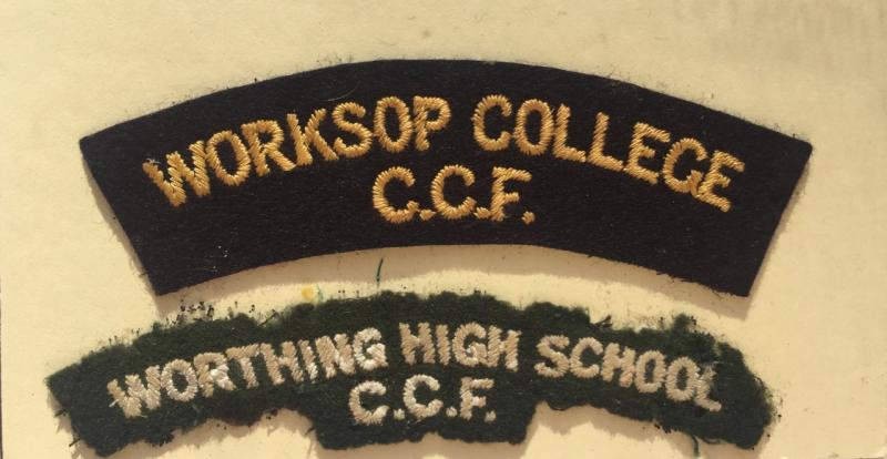 Worksop College & Worthing High School  2 CCF CLOTH SHOULDER TITLES -