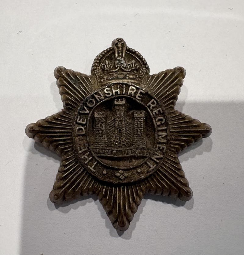 Plastic Economy Cap Badge. The Devonshire Regiment