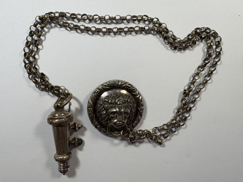 Cross Belt Whistle & Chain, Silver-plated