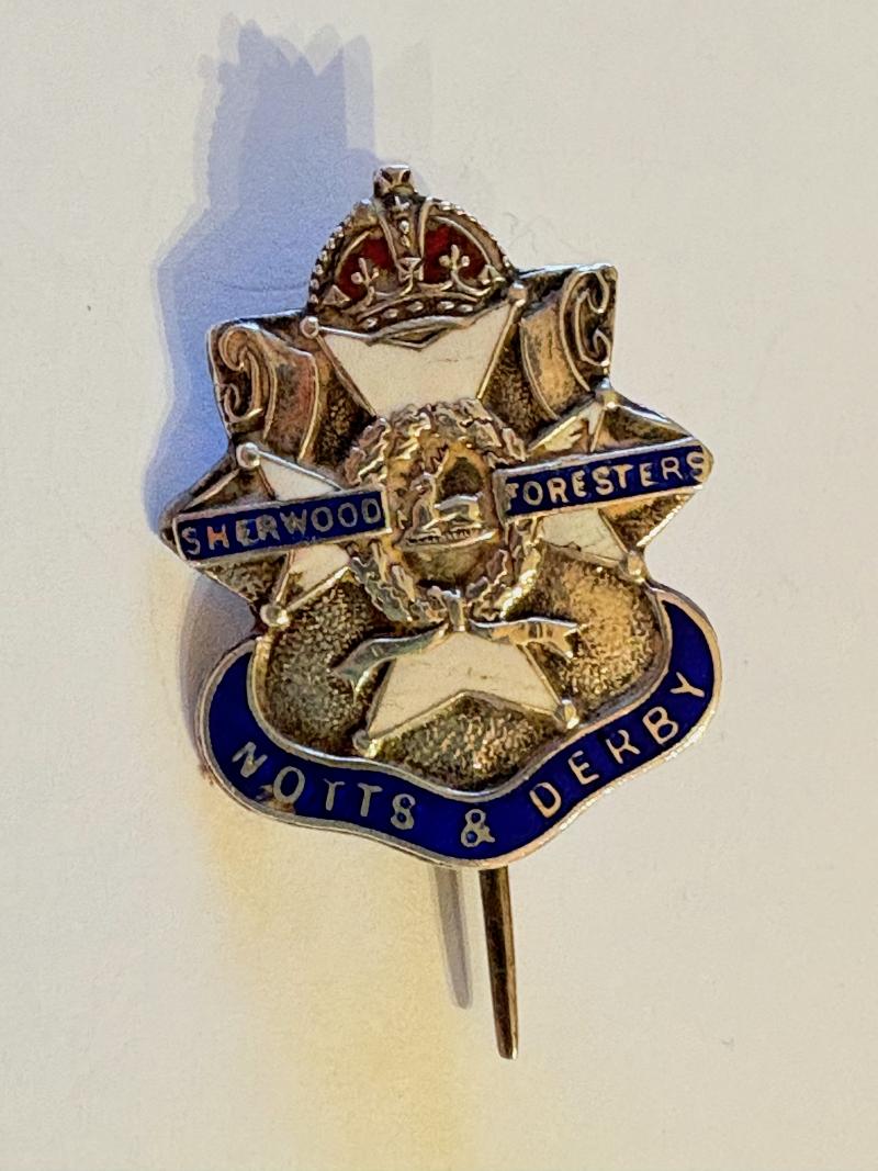 Scarce. Notts & Derby, Sherwood Foresters Silver & Enamel Sweetheart Brooch