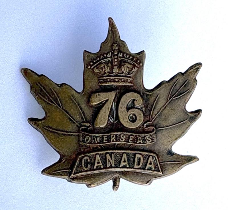 Canadian Collar/Small Cap  Badge. CEF. 76th Overseas B'n