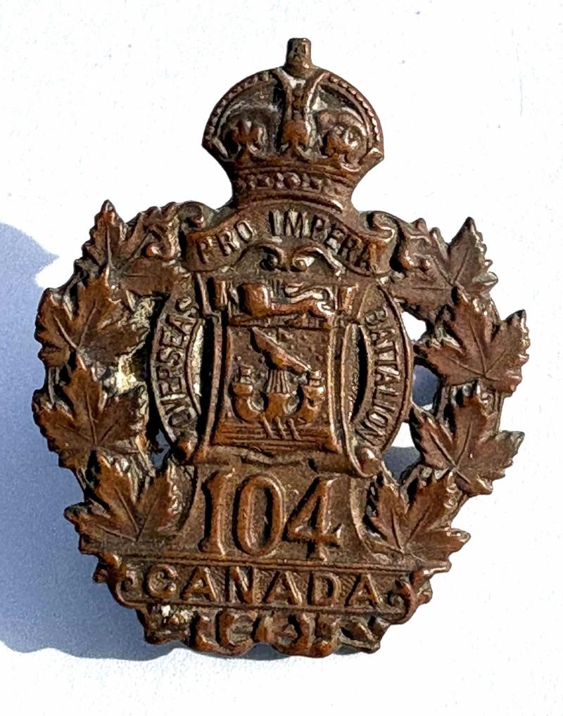 Canadian Collar/Small Cap  Badge. CEF. 104th Overseas B'n
