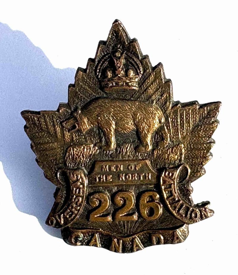 Canadian Collar Badge. CEF. 226 Men of the North.