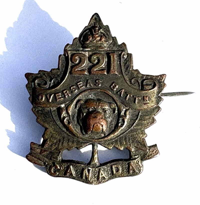 Canadian Collar Badge/Sweetheart. CEF. 221st Overseas B'n