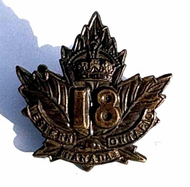 Canadian Collar Badge. CEF. 18th Western Ontario