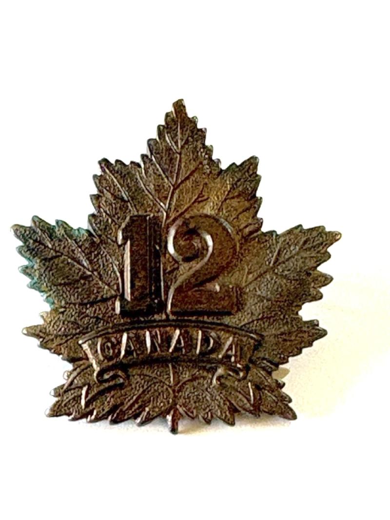 Canada Original Cap Badge: 12th Battalion, Tiptaft