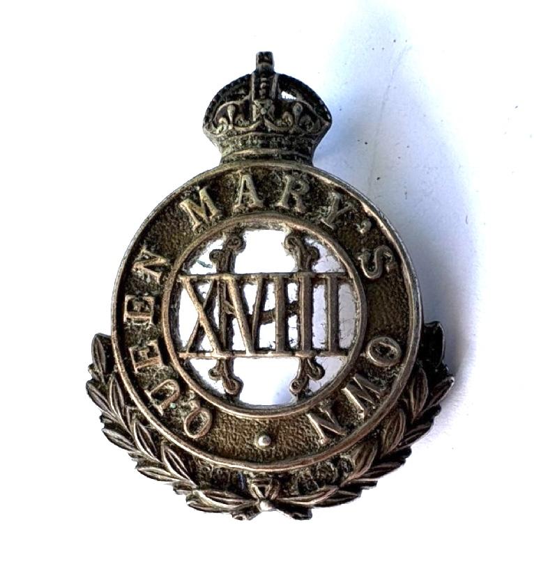 18th Queen Mary's Own Hussars Officer's Collar Badge 1910 - 1922