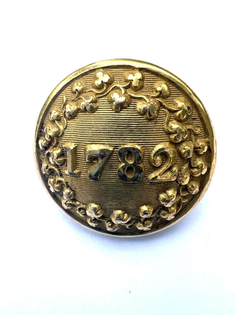 Irish 1782 Gilt button by Chas Clancy Dublin
