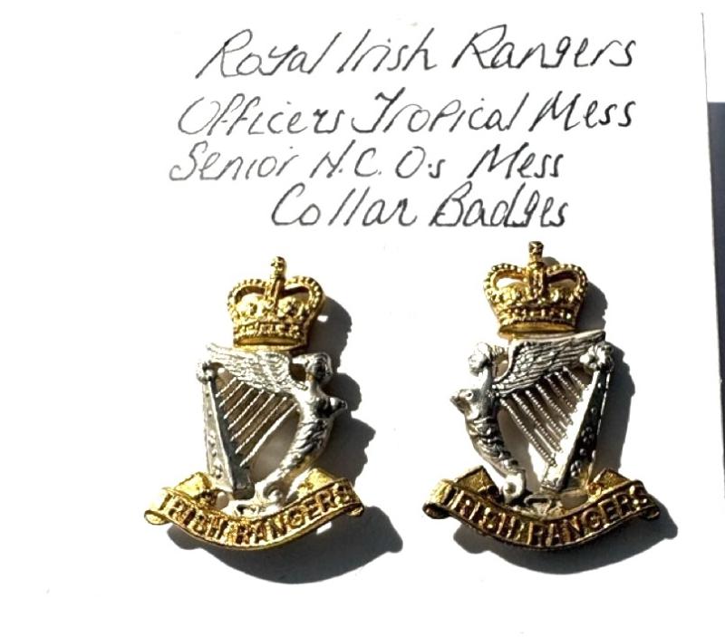 Royal Irish Rangers Officer's Tropical Mess Senior N.C.O.'s Mess Collar Badges