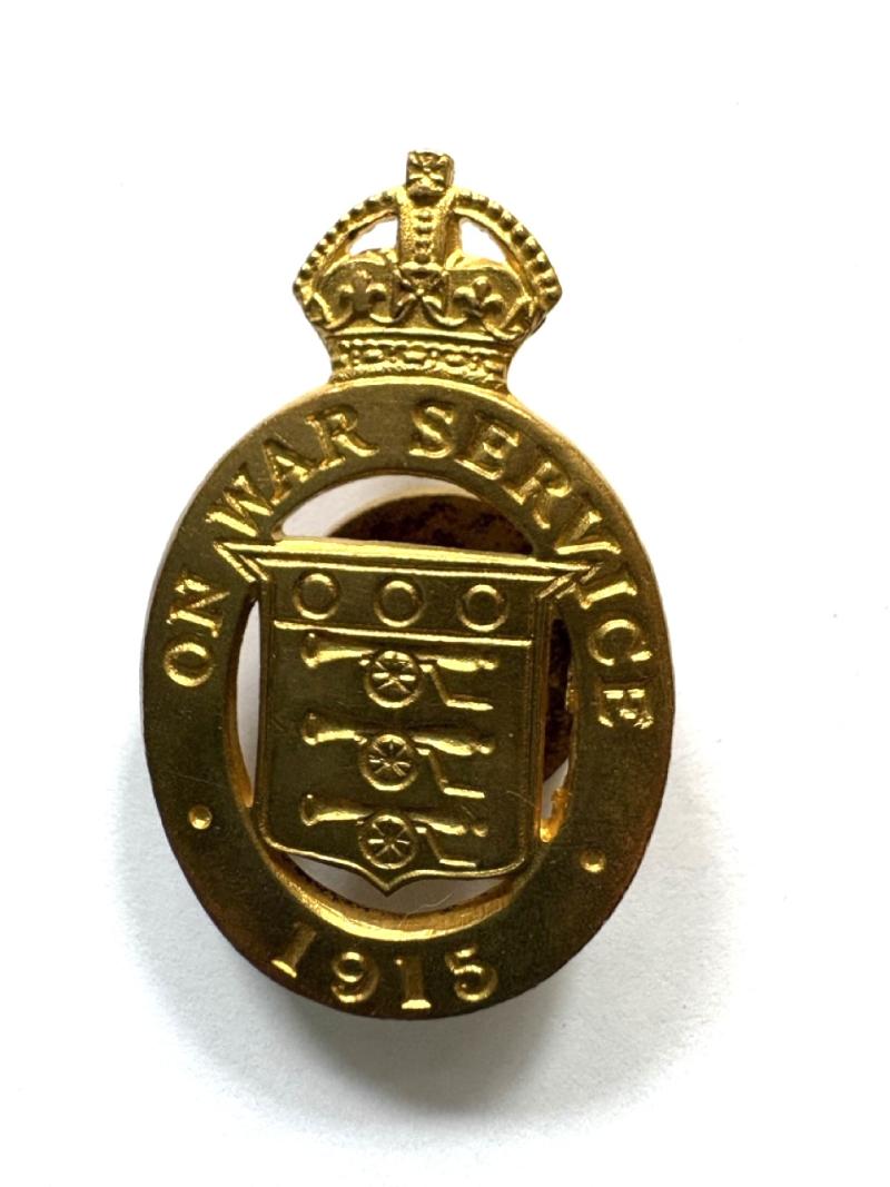 ON WAR SERVICE Lapel Badge 1915. J R Gaunt
